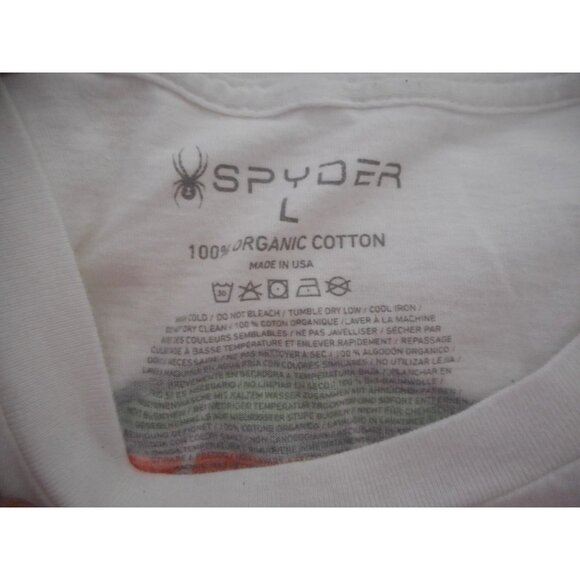 Spyder 100% Organic Cotton White Graphic Tee T-Shirt Double Sided Sz L rainbow - Picture 4 of 5